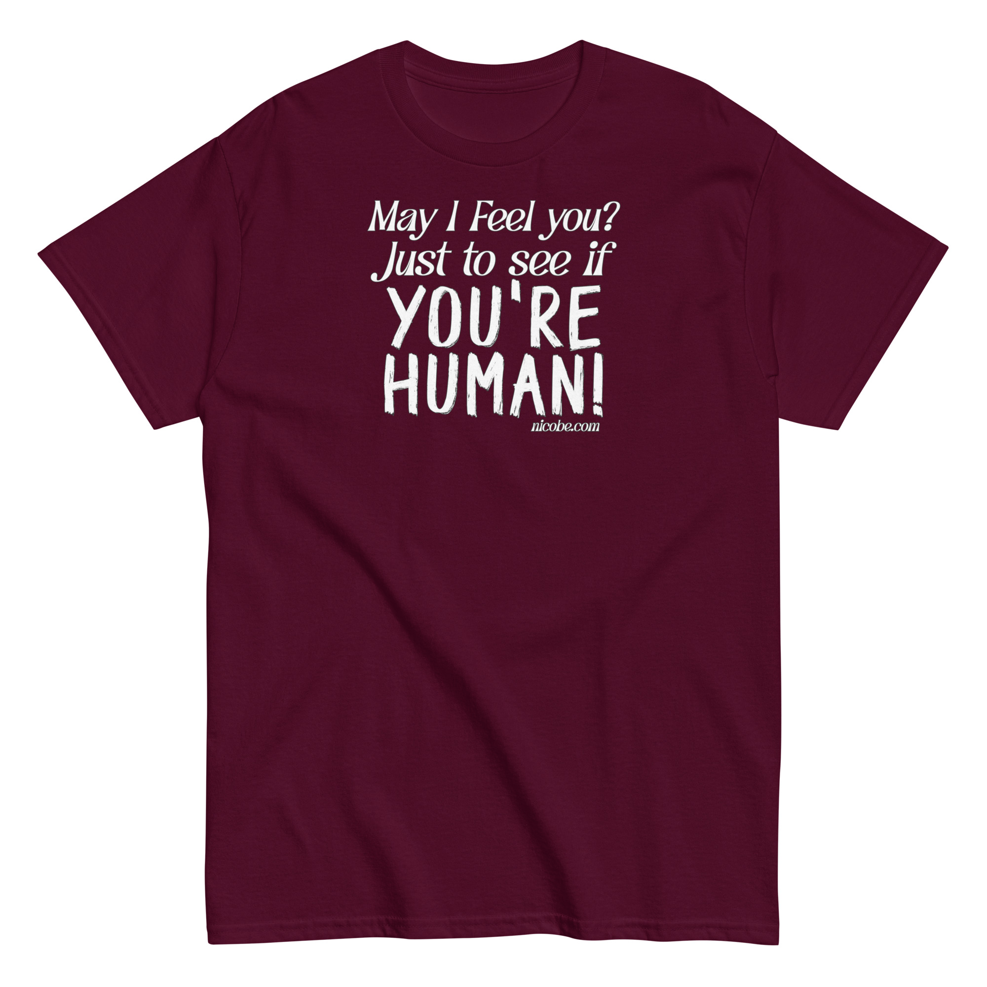 maroon, best funniest ai human feelings saying quote t shirt men women