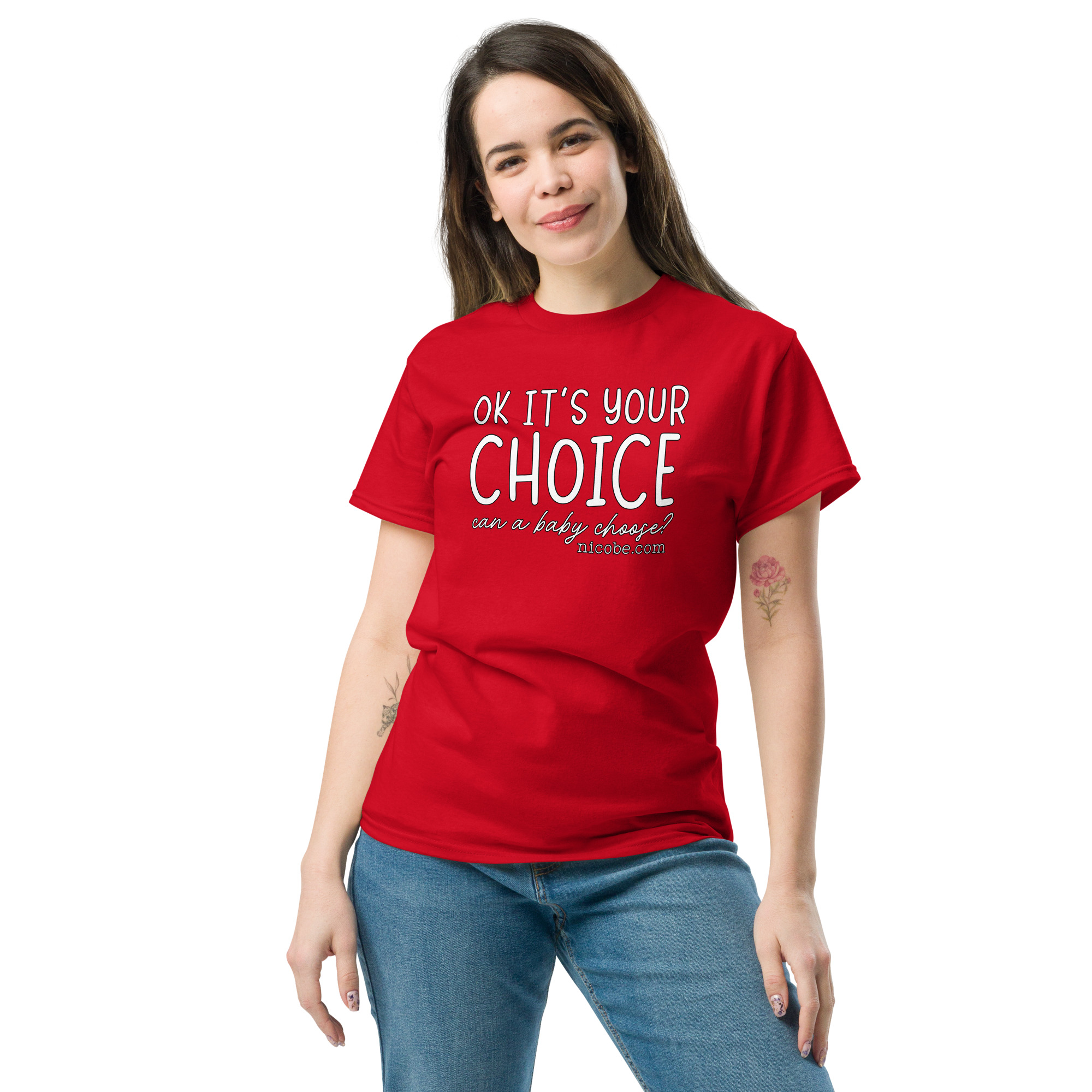 red, best pro life choice saying quote men women t shirt.jpg